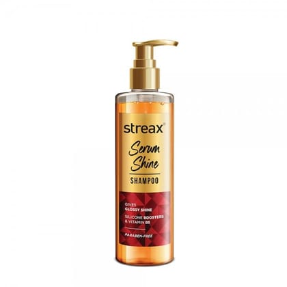 Streax Serum Shine Shampoo, 240 ml for Frizzy and Dry Hair | Paraben-Free With Silicon Boosters & Vit B5 | Controls Frizz, for Smooth & Shiny Hair