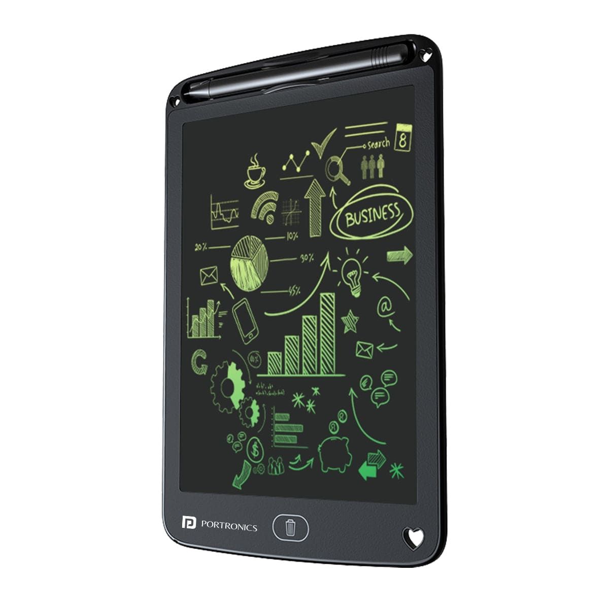 Portronics Ruffpad 12M, 12-Inch Re-Writable Multicolor LCD Writing Pad with One-Tap Erase, Smart Lock, Long Battery Life & Ruffpad App Support, Save & Share Your Child’s Creations