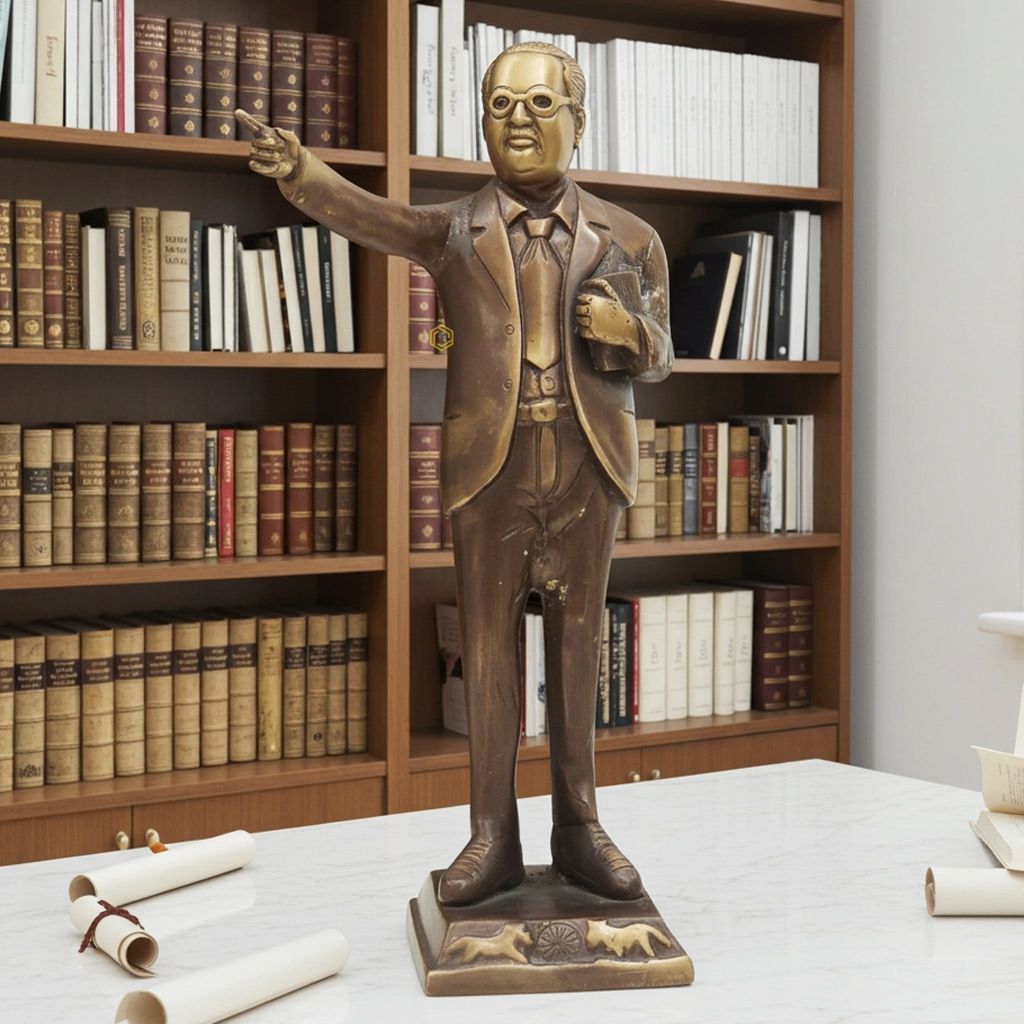 Brass Showpiece Ambedker Standing Statue - Inspirational Decor Item, Height : 10.5 Inch (BSMAS792 B)