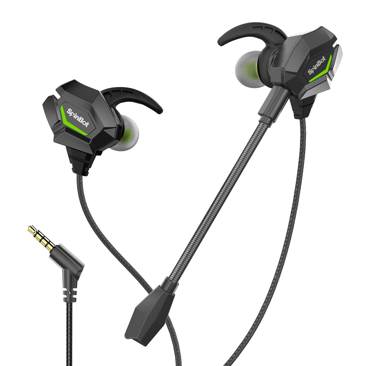 SpinBot BattleBudz W20 Wired Gaming Earphone with Boom Mic SpinBot BattleBudz W20 Wired Gaming Earphone with Boom Mic - W20-Green