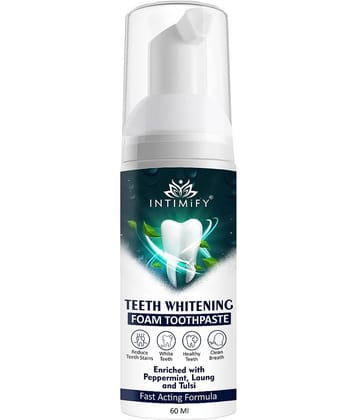 Intimify Teeth Whitening Foam, Toothpaste, Natural Denture Oral Kit, Remove Smoke Stain, 60 Ml
