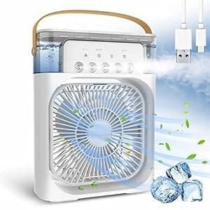 Portable Air Mini Cooler, TUSIKO 3-1 Mini Evaporative Air Cooler, Water Tank & Ice Boxe, USB Charging