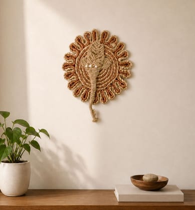 Handcrafted Ganesh Ji Jute Wall Hanging