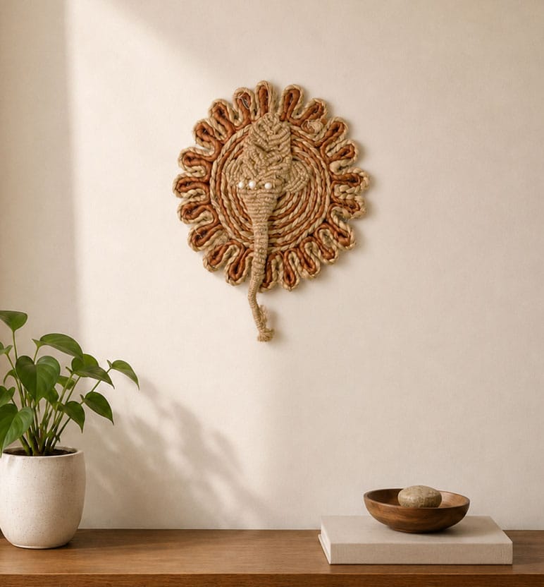 Handcrafted Ganesh Ji Jute Wall Hanging