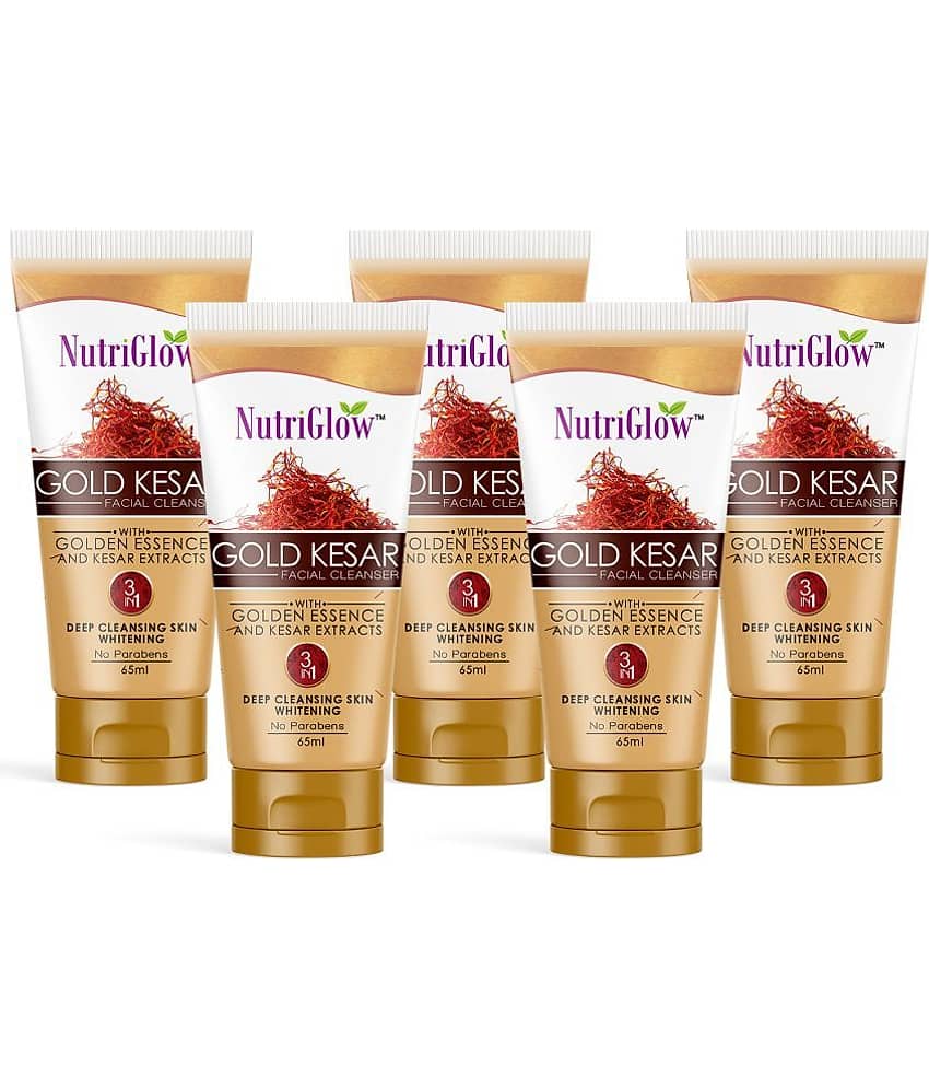 NutriGlow Gold kesar Face Wash For Deep Cleansing and Radiant Skin, Tan Removal, Skin Tightening Non Foaming Face Wash, 65 ml Each (Pack of 4)