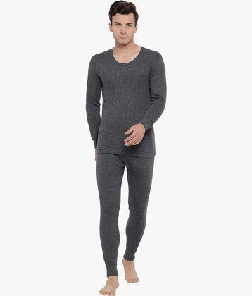 B.S sports wear Pack of 1 Cotton Blend Thermal Sets For Men's ( Grey )