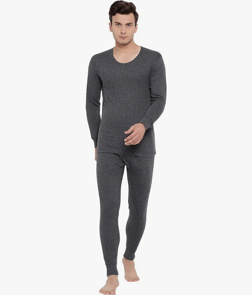 B.S sports wear Pack of 1 Cotton Blend Thermal Sets For Men's ( Grey )