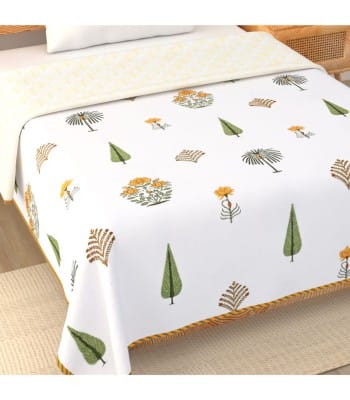 Bamboo Gold Elegance Premium Block Print MulMul Dohar | Single Bed.. Bamboo Gold Elegance Premium Block Print MulMul Dohar | Single Bed..