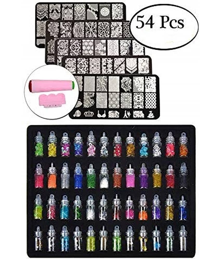 FOK 3d Nail Art Set Decoration Tool Décor Accessories It Includes 48 Bottles,6Pc Nail Art Stamping Kit 100 g
