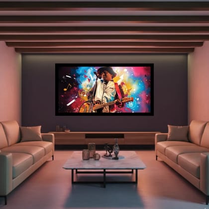 Luminary Electric Rhapsody – Zubeen Garg Colorburst Museum-Quality Cotton Canvas Art for Lounge Décor | Frame Size (127 X 69 Cm) | Frame Type (Black) | 5-Year Warranty