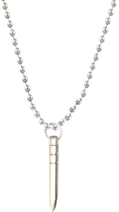 Nawani Bullet Type Necklace Locket with Ball Chain for Men and Women