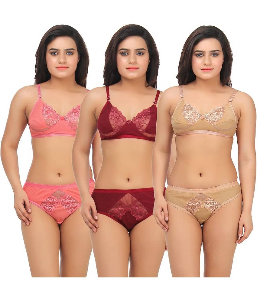 TCG Multi Color Lace Bra & Panty Set