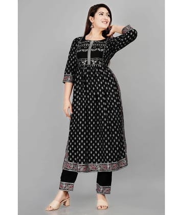 SIPET - Black A-line Rayon Women's Stitched Salwar Suit ( Pack of 1 )