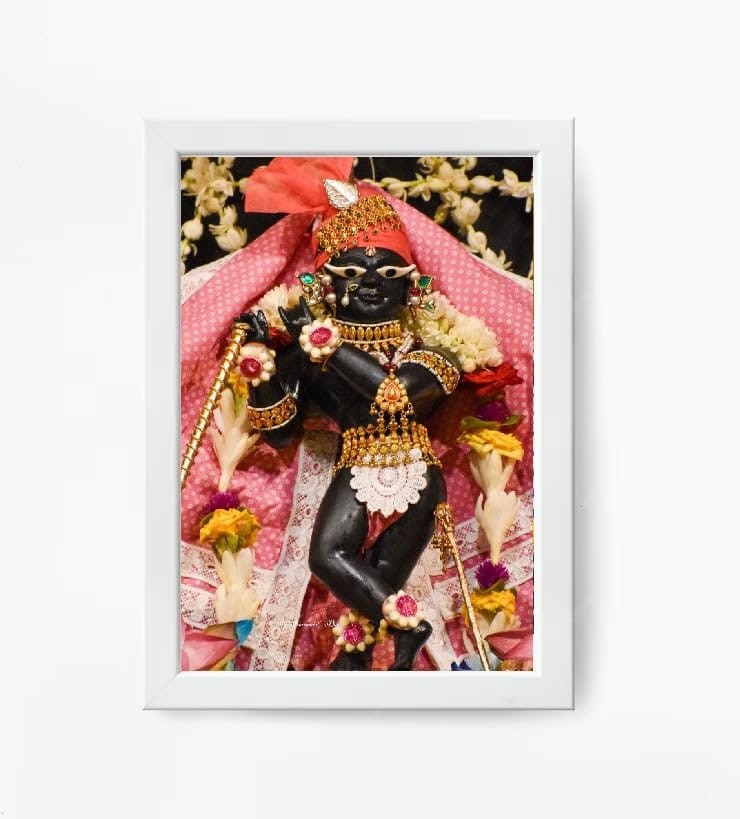 NOKKES Radha Raman Ji Vrindavan Radha Raman Thakur Ji White Photo Frames Religious Photo frame 5X7 Inch Photo Frame_QWW95