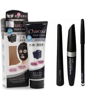Lenon Charcoal for Face, Eyeliner, Eyebrow Pencil Mascara Black Pack of 2