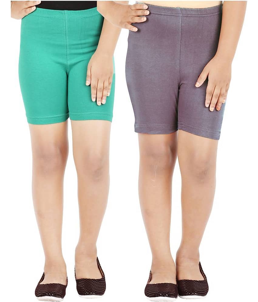 LULA Pack of 2 Girls Cotton Blend Cycling Shorts ( Multicolor )