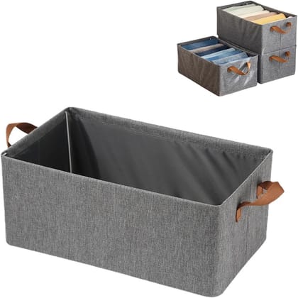 BREEPREE Foldable Large Collapsible Cloth Basket with Metal Frame and Handles  