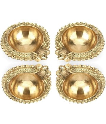 FASHION BIZZ Brass Diwali Diya - Pack of 4