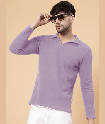 Rigo Men Cotton Regular Fit Solid Polo T Shirt ( Purple )