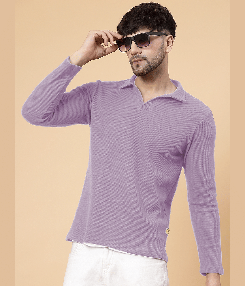 Rigo Men Cotton Regular Fit Solid Polo T Shirt ( Purple )