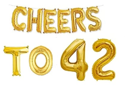 Cheers to Forty Two Foil Balloon Combo Number 42 Foil Balloon for Birthday and Anniversary