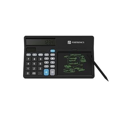 Portronics Ruffpad Calc 2 2-in-1 Calculator & LCD Writing Pad with 14.4 cm Writing Area, Multi Function Digital Calculator Stylus Pen for Students, Birthday Gift, Kids Toys, School, Office(Black) Portronics Ruffpad Calc 2 2-in-1 Calculator & LCD Writing Pad with 14.4 cm Writing Area, Multi Function Digital Calculator Stylus Pen for Students, Birthday Gift, Kids Toys, School, Office(Black)
