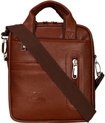 Leather World - Brown Solid Messenger Bags