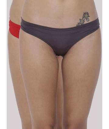 BASIICS By La Intimo Pack of 2 Polyester Solid Women's Bikini ( Multicolor ) BCPSS020B