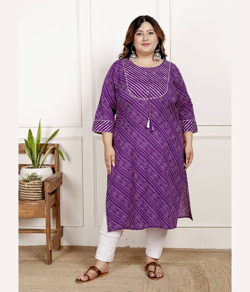 Avnii Cotton Printed Straight Women's Kurti - Orange ( Pack of 1 )