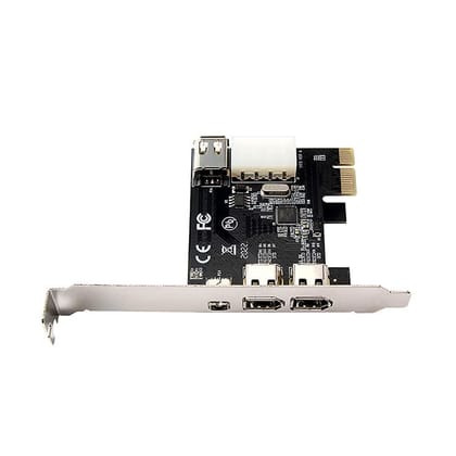 PCI Express Firewire Card, IEEE 1394 4-Port PCIe Adapter (3 x 6 Pin, 1 x 4 Pin), Firewire 400 for Windows, Mac, Linux
