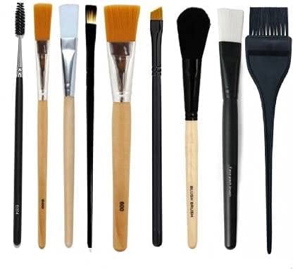 Elecsera Professional Face Pack Brush Mascara Brush Glitter Brush Bleach Brush Angular Brush Blusher Brush Dye Brush Pack of 9