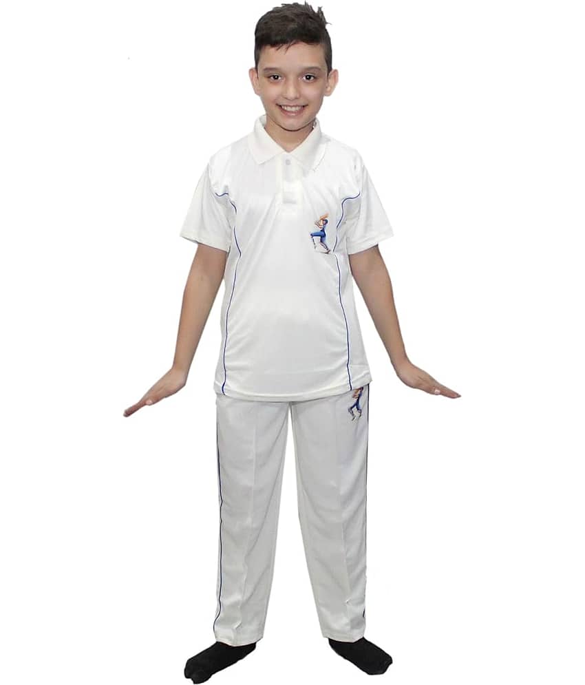 Kaku Fancy Dresses India Cricket Team In White Color National Hero Costume For Kids Independence Day/Republic Day Costume -White, 3-4 Years, For Boys
