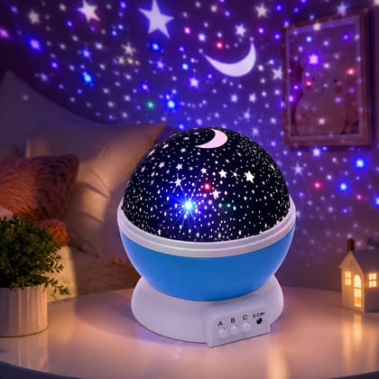 Star Projector Night Lamp | Rotating Galaxy Star & Moon Projector Light | Color Changing LED Night Light for Bedroom, Kids Room, Party & Home Decor | Dreamy Ambient Lighting (Design May Vary)