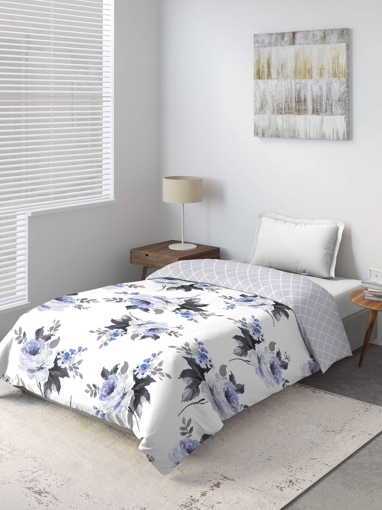 DDECOR - Ultima Collection 100% Cotton Floral Pattern 136TC King Quilt |229 CM X 274 CM| - Purple