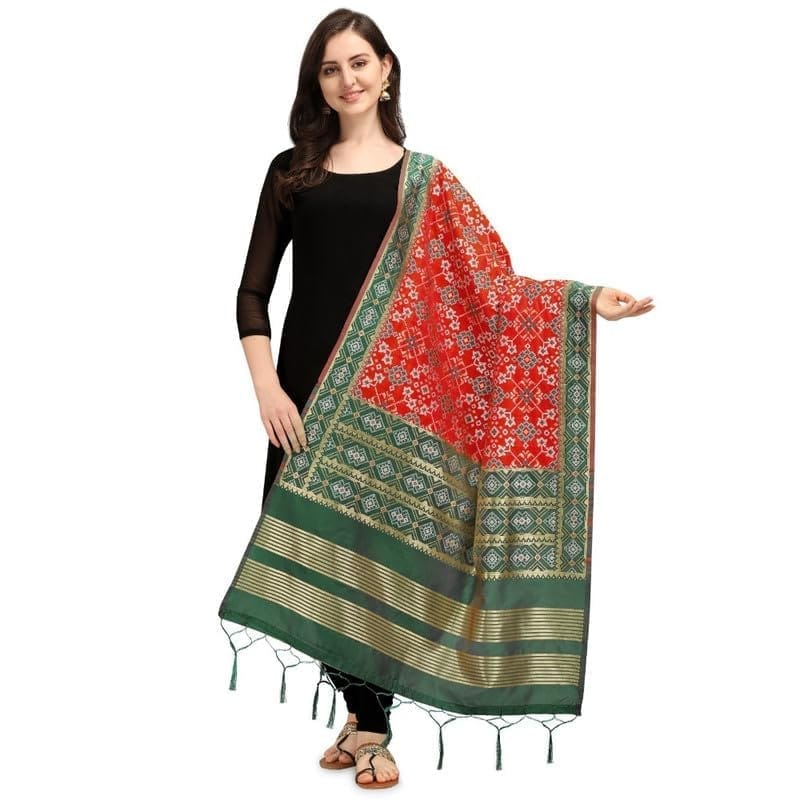 Women's Silk Pure weaving Work Duppatta (Red, Leangth: 2-2.3 Mtrs)-PID44884