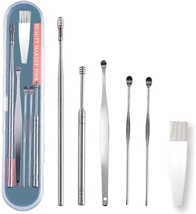 Elecsera Ear Cleaning Tools kit Ear Wax Cleaner Earwax Remover Stick Set Spring (100 g, Set of 6)