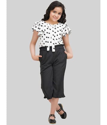 Being Naughty Pack of 1 Girls Polyester Top With Capris ( White & Black )
