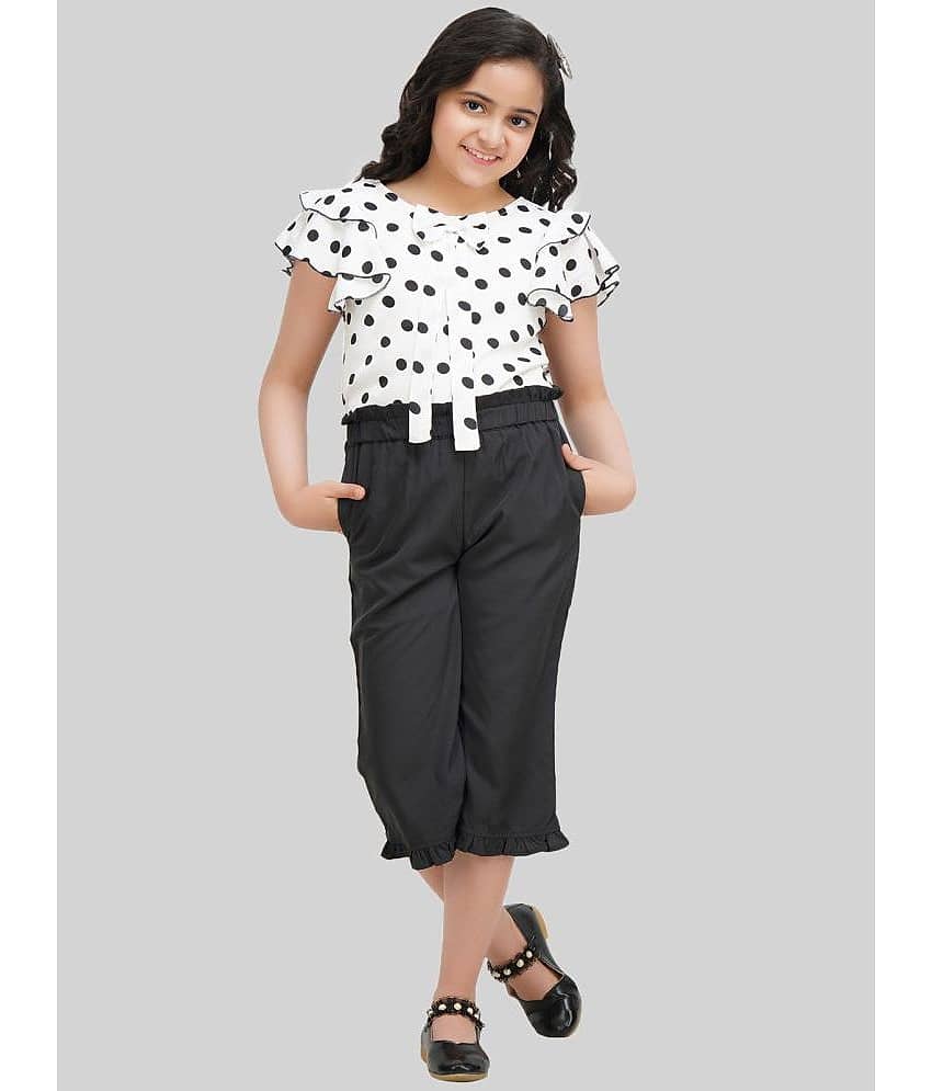 Being Naughty Pack of 1 Girls Polyester Top With Capris ( White & Black )