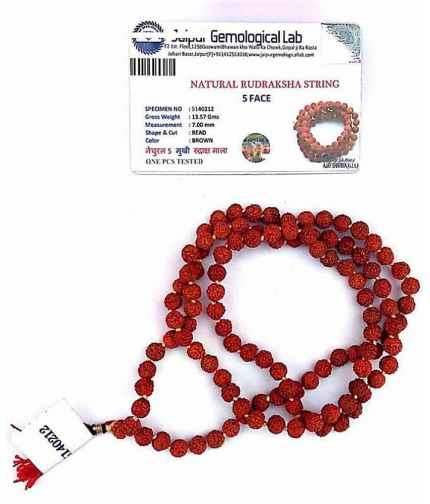 5 Mukhi Rudraksha Mala Original 108 beads with Certificate - Japa and Daily wear