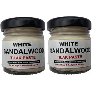 (Pack of 2) SnapSnop White Sandalwood Tilak Paste 50g Jar, Safed Chandan Tika/Tilak Made with Pure and Rare Safed Sandalwood with Spiritural Mantra. Ready to use Tilak.