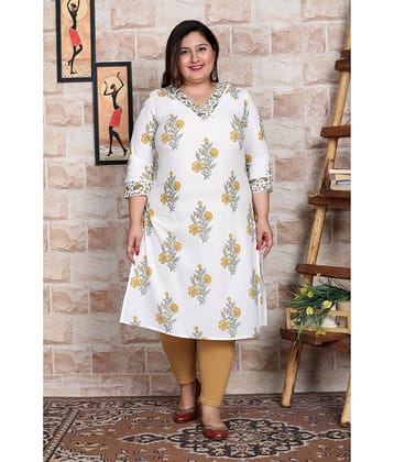Avnii Cotton Printed Straight Women's Kurti - Yellow ( Pack of 1 )