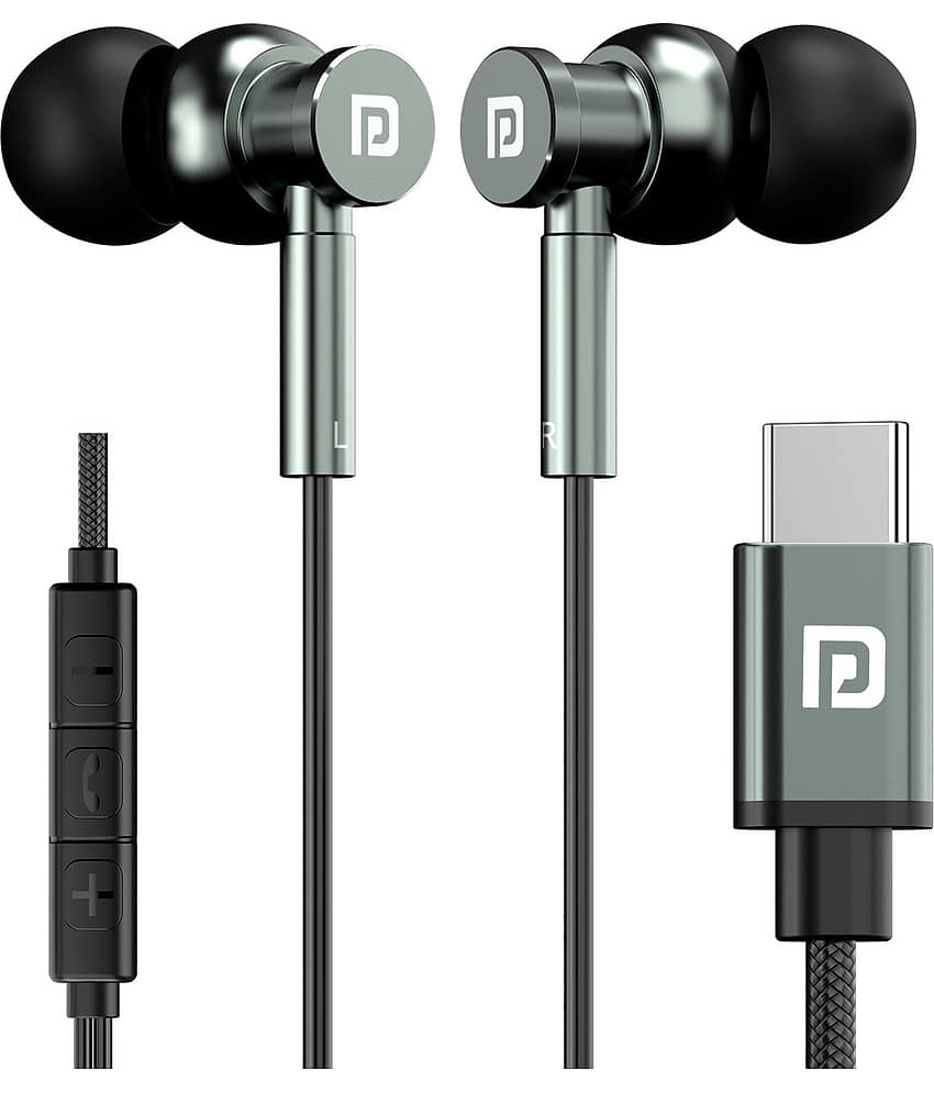 Portronics ‎Conch Tune C Type C Wired Earphone In Ear Tangle Free Cable Gray