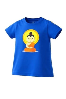 KUCHU Unisex T-Shirt | Buddha Print | 6–7 Years | Cotton Modal Fabric | Soft Feel | Breathable | Digitally Printed | Vibrant Colour Blue