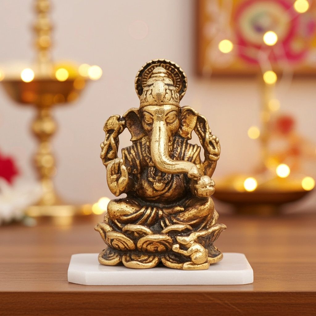 Brass Showpiece Ganesh Ji God Idol Statue (BSMAS1686 G)