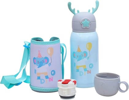 Children's Vacuum Insulated Deer Bottle with Sipper and Strap