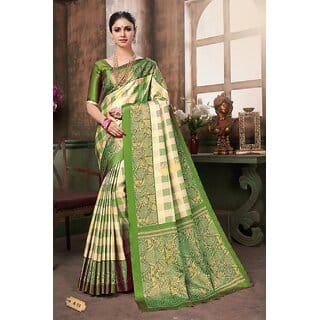 SVB SAREE Green Colour khadi  Silk saree With Blouse piece