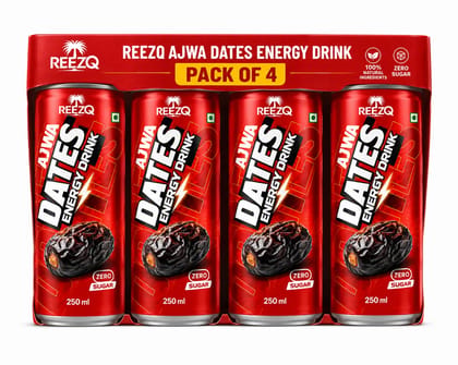 REEZQ Ajwa Dates Energy Drink  Zero Sugar | 250 ml pack of 4