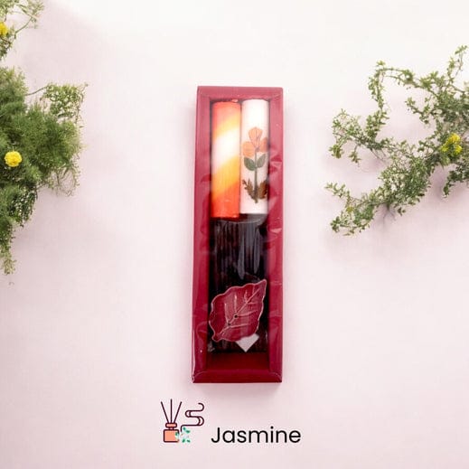 Handmade Candle and Incense Gift Box Set of 3 - Jasmine