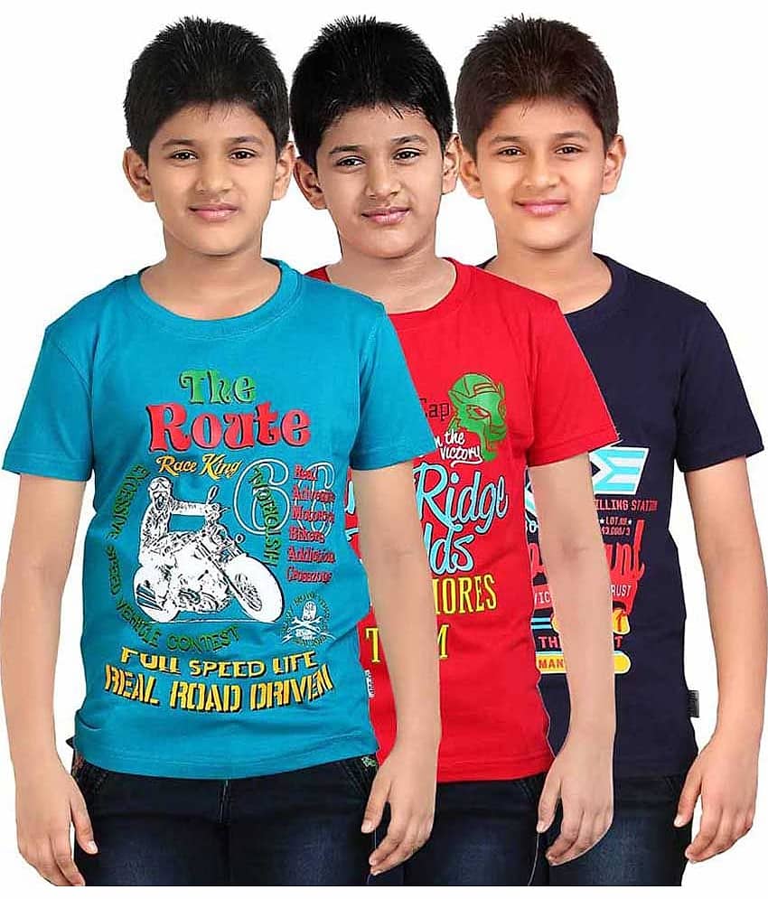 Dongli Pack of 2 Boys Cotton T-Shirt ( Multi Color )