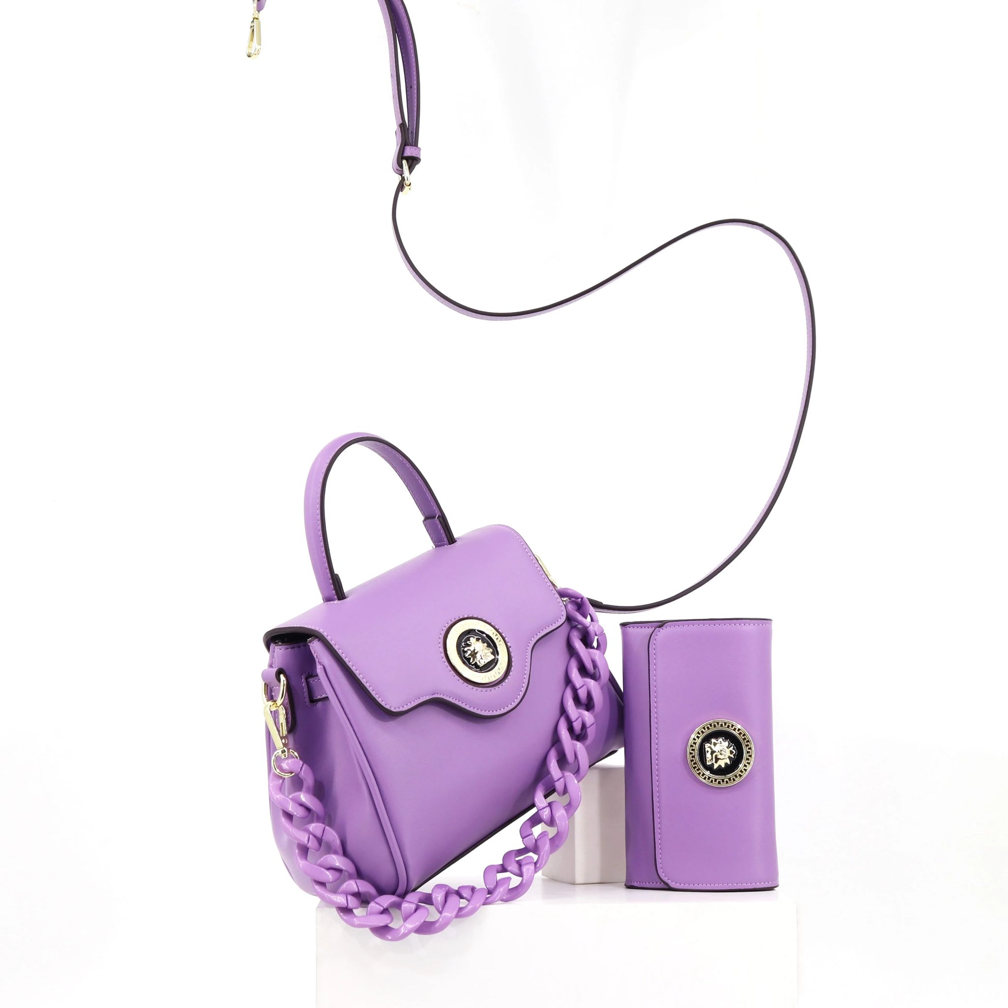 Ladysky New Good Quality Ladies Handbag Sets Women Bags Acrylic Chain Hand Bags Color Hardware Luxury Bag Supplier 23 Cm